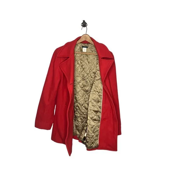 J.Crew Medium M Orange Thinsulate Wool‎ Blend Double Breasted Pea Coat Peacoat - Picture 3 of 8